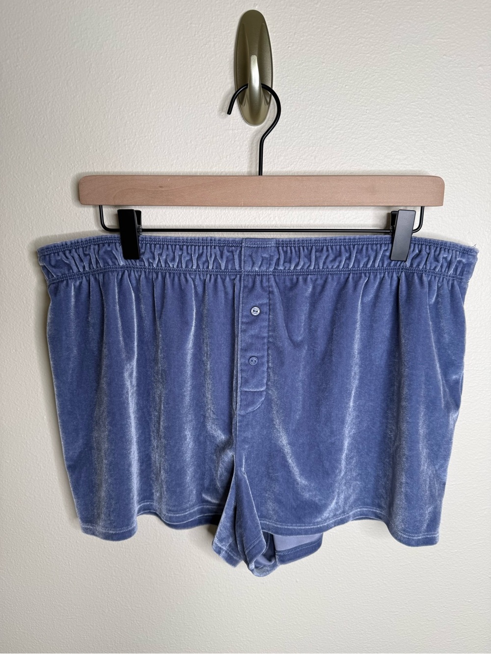 Victoria’s Secret PINK Blue Velvet Sleep Shorts Size Large Y2K Lounge Pajama
